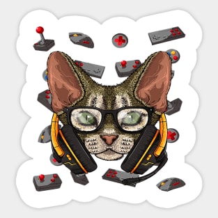 Gamer Devon Rex Gaming Cat Video Game Player Boys Kids Sticker